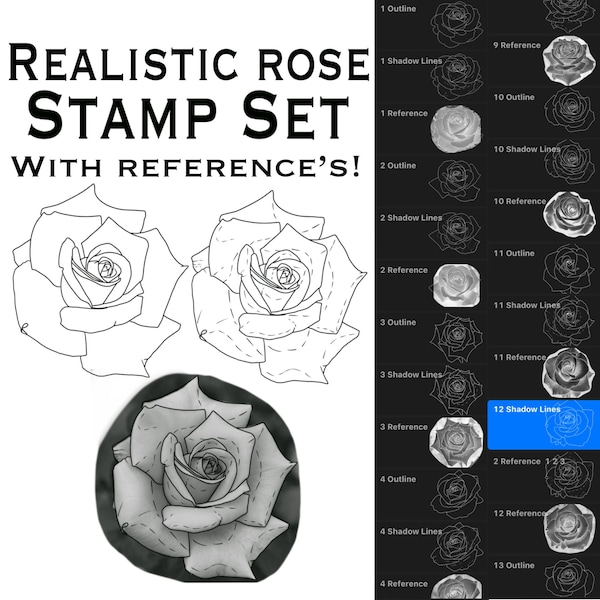 Realistic Roses | Procreate Stamp Brush Set