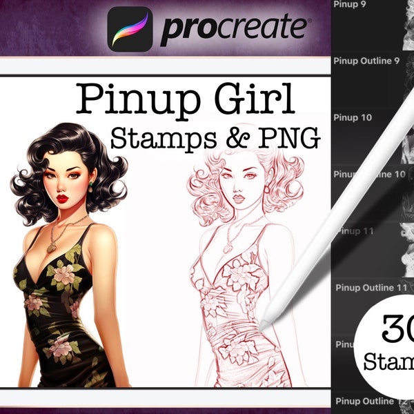 Pinup Girls | Procreate Stamp and PNG set