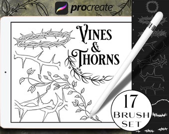 Vines and Thorns Procreate Brushset - Stamp Brushes