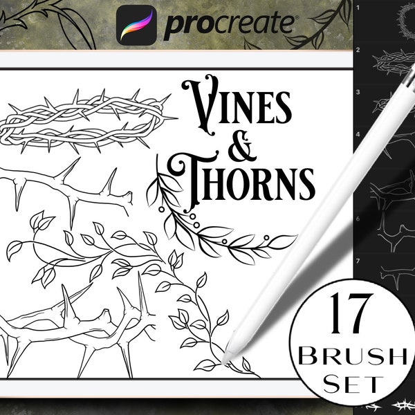 Vines and Thorns Procreate Brushset - Stamp Brushes