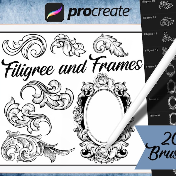 Fancy Filigree and Frames Procreate Brushset - Stamp Brushes