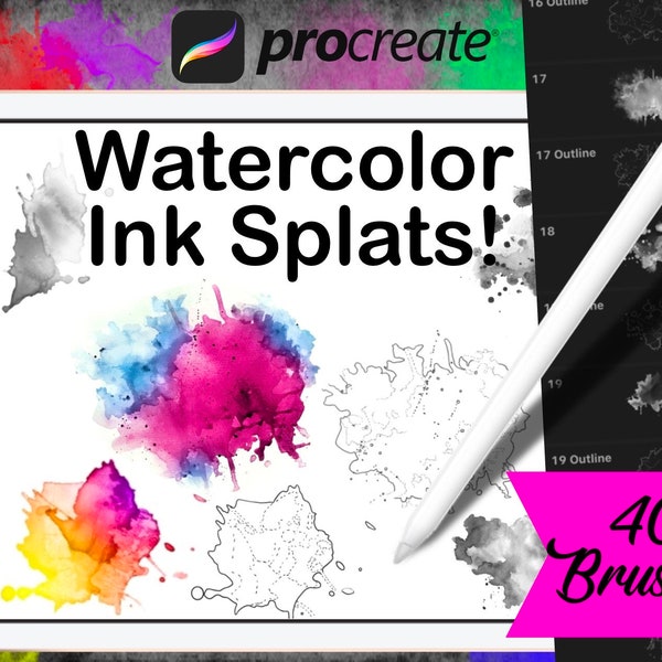 Aquarelle Ink Splats Procreate Brushset - Pinceaux à timbres