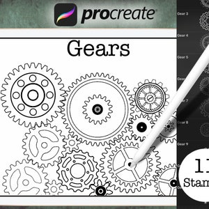Gear Procreate Stamp Brush Set