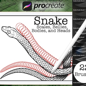 Écailles, corps, ventres et têtes de serpent | Procréer un ensemble de pinceaux et de tampons