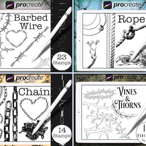 Stacheldraht-Seilketten Vines and Thorns Kombipaket 75 Procreate Brushset - Stempelbürsten