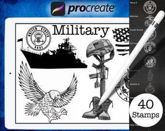 Military Stamps | Procreate Stamp Set