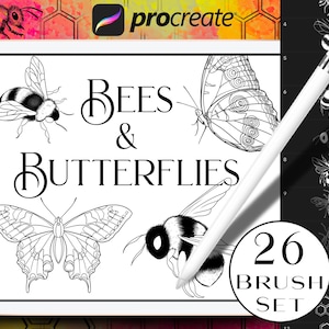 Bees and Butterflies Procreate Brushset - Stamp Brushes