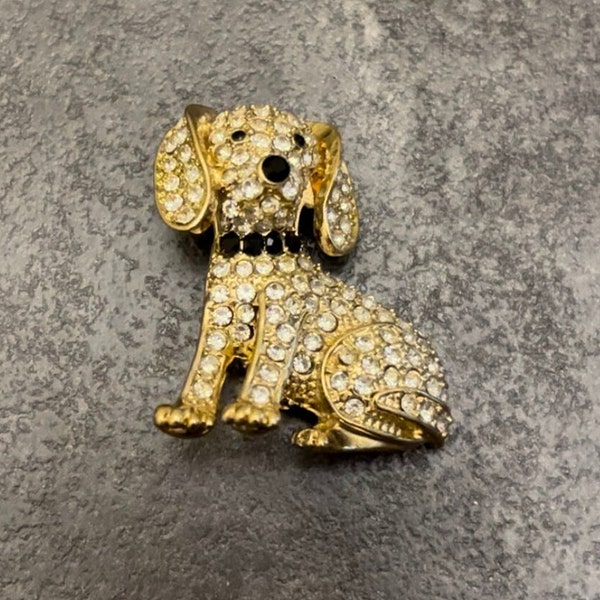 Dog Gold Tone Brooch - Vintage Dog Brooch - Vintage Gold Tone Brooch - Vintage Gold Tone Brush Brooch - Gold Tone Dog Brooch - Dog Pin -
