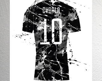 Paolo Maldini Splash Effect AC Milan Football Shirt Art A4 Size