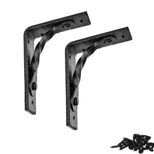2 Pack 5&quot; - 12&quot; Forged Decorative Steel Shelf Brackets for Open Shelves in Kitchens, Closets, Garages & Hallways Borderland Rustic Hardware
