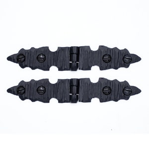 2 Pack 4&quot; Forged Iron Decorative Strap Hinge for Small Farmhouse Gates, Chests, Cabinets & Furniture Borderland Rustic Hardware