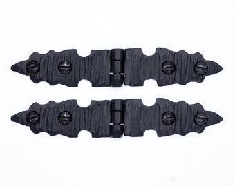 2 Pack 4&quot; Forged Iron Decorative Strap Hinge for Small Farmhouse Gates, Chests, Cabinets & Furniture Borderland Rustic Hardware