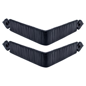 May include: Two black metal corner brackets with a textured finish and a pointed design at each end.