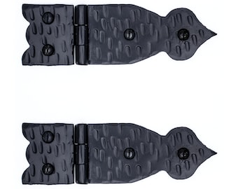 2 Pack 5.25&quot; Forged Iron Decorative Strap T Hinge for Small Farmhouse Gates, Chests, Cabinets & Furniture Borderland Rustic Hardware