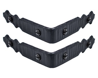 Paquete de 2 protectores de esquina angulares decorativos forjados de 8,9 cm (3,5"), ángulo recto, para mesas, bancos, baúles y arcones de estilo rústico.