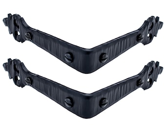Paquete de 2 protectores de esquina angulares decorativos forjados de 8,9 cm (3,5"), soporte de protección de mesa, ángulo recto para mesas, bancos, baúles y arcones de estilo rústico.