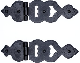 2 Pack 7.75&quot; 5.5&quot; Forged Iron Decorative Strap Hinge for Small Farmhouse Gates, Chests, Cabinets & Furniture Borderland Rustic Hardware
