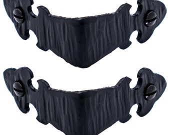 Paquete de 2 soportes protectores de esquina angulares decorativos forjados de 1,75 pulgadas, soporte para protector de mesa en ángulo recto para mesas de granja, bancos, cofres y baúles