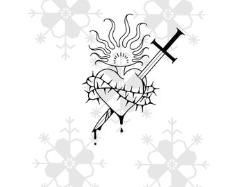 Thorn Sacred Heart - Tattoo Flash