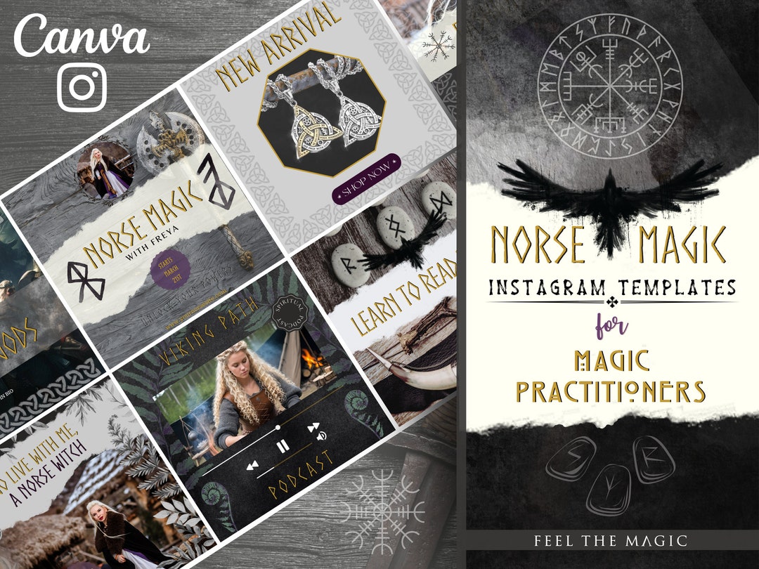 Norse Magic Instagram Templates: Viking Runes, Pagan Witchcraft (canva ...