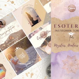 Esoteric Templates, Mystic, Yoga Templates, Spiritual Healer Business, Canva Templates, Meditation, Tarot, Insta Feed, Instagram Templates