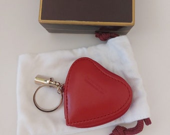 Penhaligon's of London: Leather Coin Purse and Key Ring - Beautiful Soft Red Leather - Heart Shaped - New & Unused