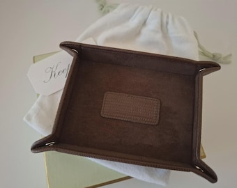 Penhaligon's of London: Accessories/Jewellery Tray - Brown Leather - Soft Suede Lining - New & Unused