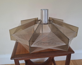 1970s Vintage Pendant Lamp Shade - Brown Perspex & Nylon - 50cm Diameter - Designed by Paul Secon for Sompex - 1970s - Super Condition