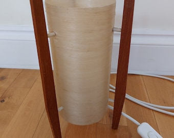 1960s Vintage Rocket Table Lamp: Teak & Spun Fibreglass Shade