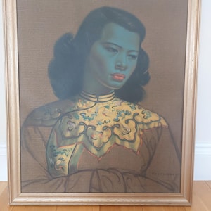 Tretchikoff: &#39;The Chinese Girl&#39; by Vladimir Tretchikoff -  Vintage Mid-Century Framed Print - Good Condition - Vintage 1950s
