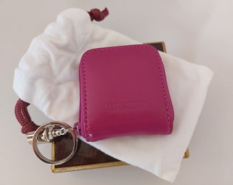 Penhaligon's of London: Leather Coin Purse and Key Ring - Beautiful Soft Magenta (Deep Pink) Leather - New & Unused