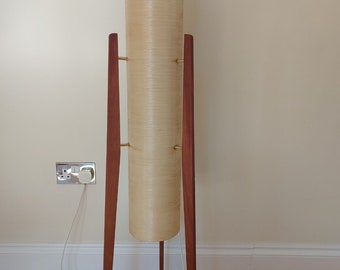1960s Teak Rocket Floor Lamp: Vintage Spun Fibreglass Shade (112.5 cm)
