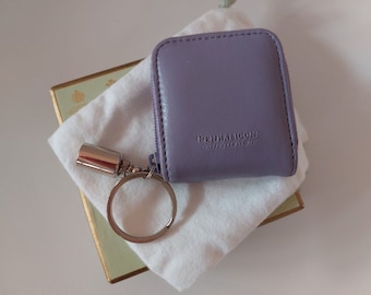 Penhaligon's Leather Coin Purse & Key Ring - Mauve Zip Pouch
