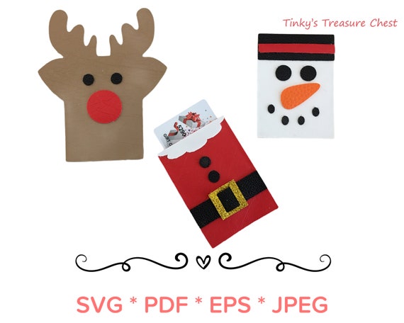 Christmas Gift card holder SVG. Santa reindeer snowman card | Etsy
