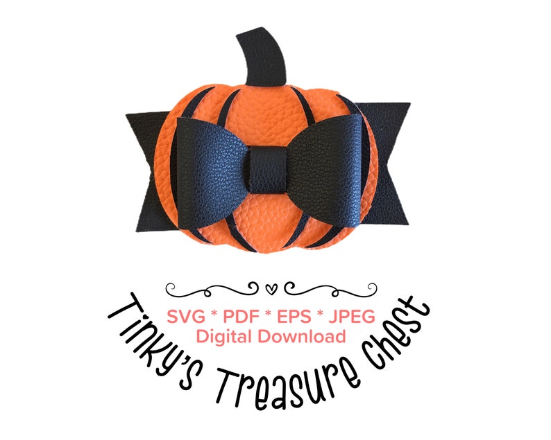 Pumpkin bow SVG. Halloween hair bow template. Leatherette | Etsy