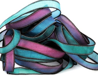 Hand dyed silk ribbon habotai