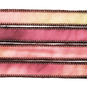 Hand dyed silk ribbon habotai silkwrap silk wrapbracelet-satin-seidenband-ruban de soie-green-orange-pink image 4