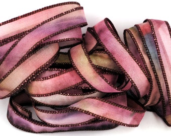 Hand dyed silk ribbon habotai