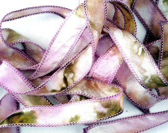 Hand dyed silk ribbon habotai