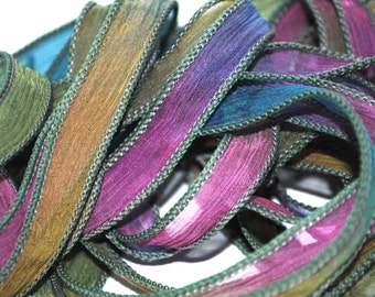 Hand dyed silk ribbon crinkle