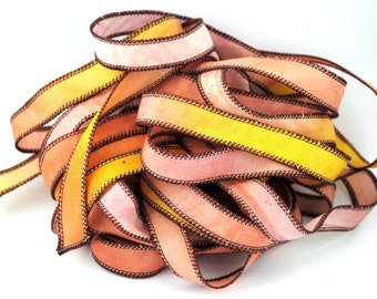 Hand dyed silk ribbon habotai