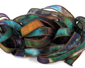 Hand dyed silk ribbon habotai