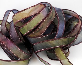 Hand dyed silk ribbon habotai