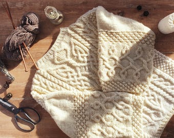 Modèle de tricot de pull Aran, torsades celtiques, grosse maille (motif numérique), irlandais / viking