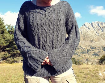 Leichtes Aran-Strickpullover-Muster mit Wikinger/Kelten-Zopfmuster, Sattelschulterkonstruktion