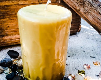 Pure Beeswax Candle-Beeswax drip candle-100% pure beeswaxcandle-Beeswax pillar candle-organic beeswax candle-magical drip Candle-raw beeswax