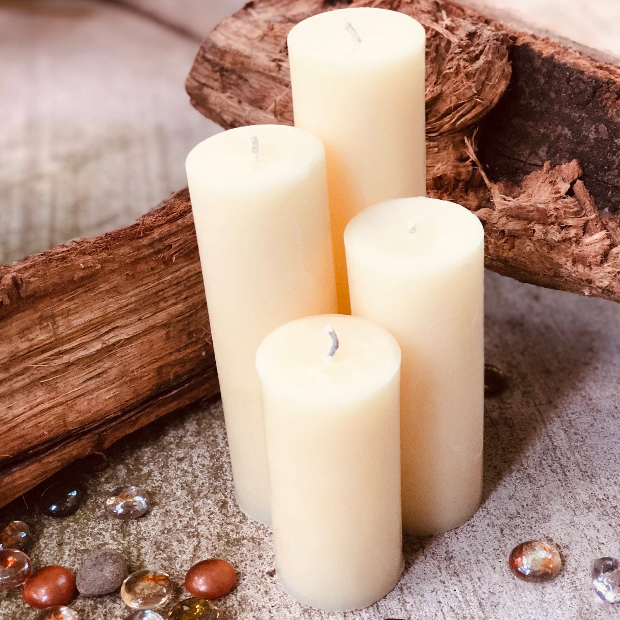 Set of 4, 100% Pure Beeswax Pillar Candles from 2 to 9 tall-Free Shipping