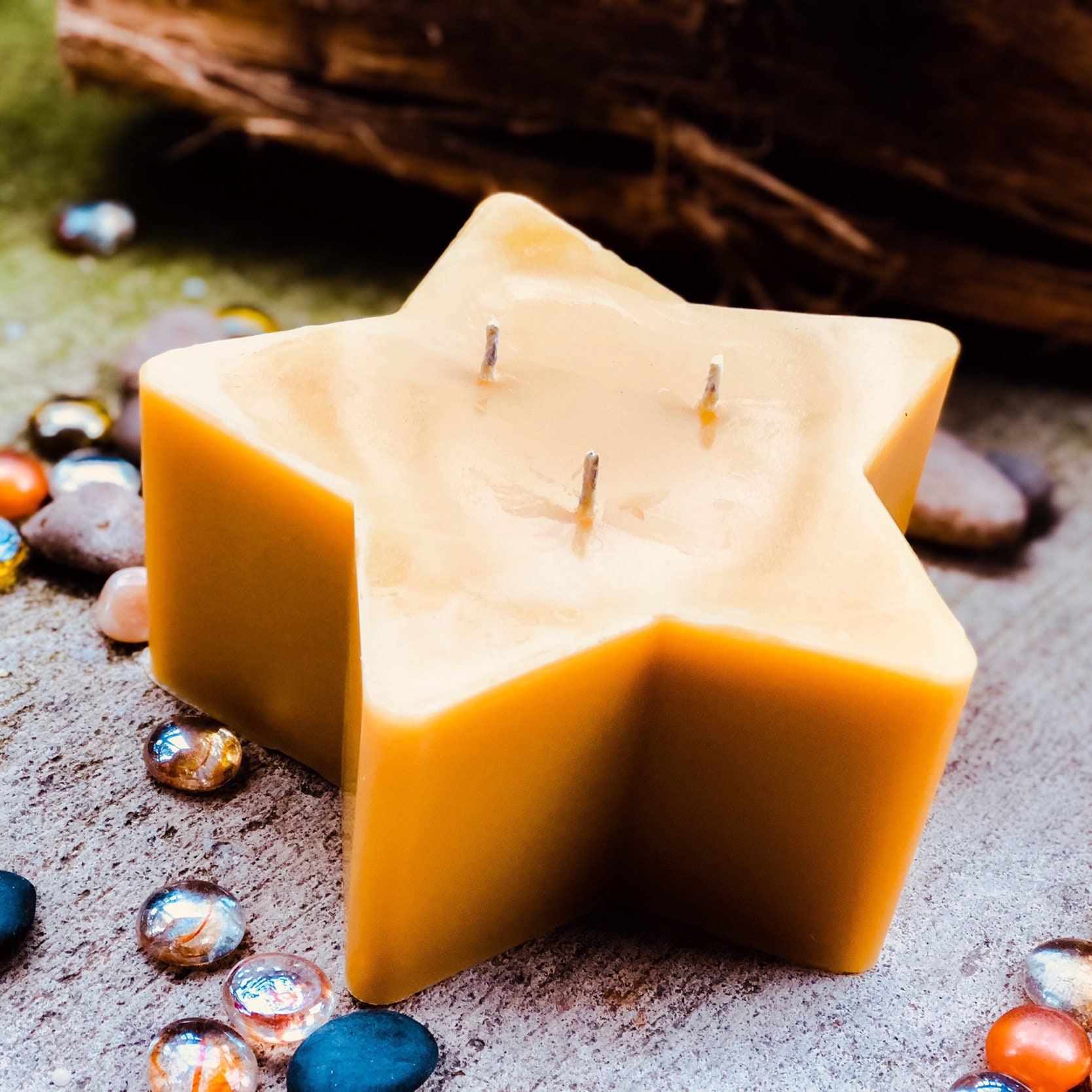 Set of 3 organic beeswax candles-4 wide up to 6 tall-100% Pure