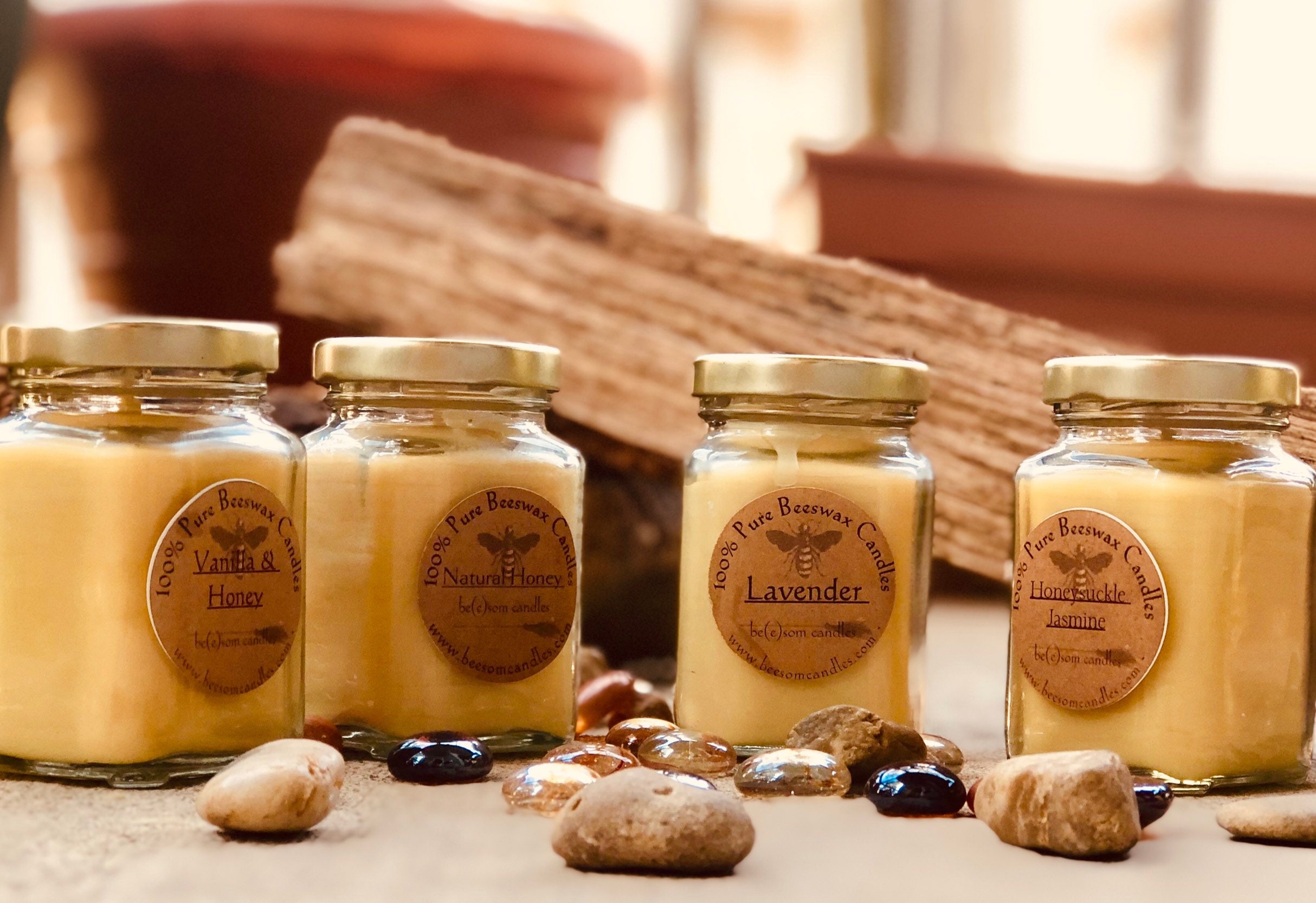 100 Pure Beeswax CandlesScented or UnscentedSet of 4 jar Candle3oz