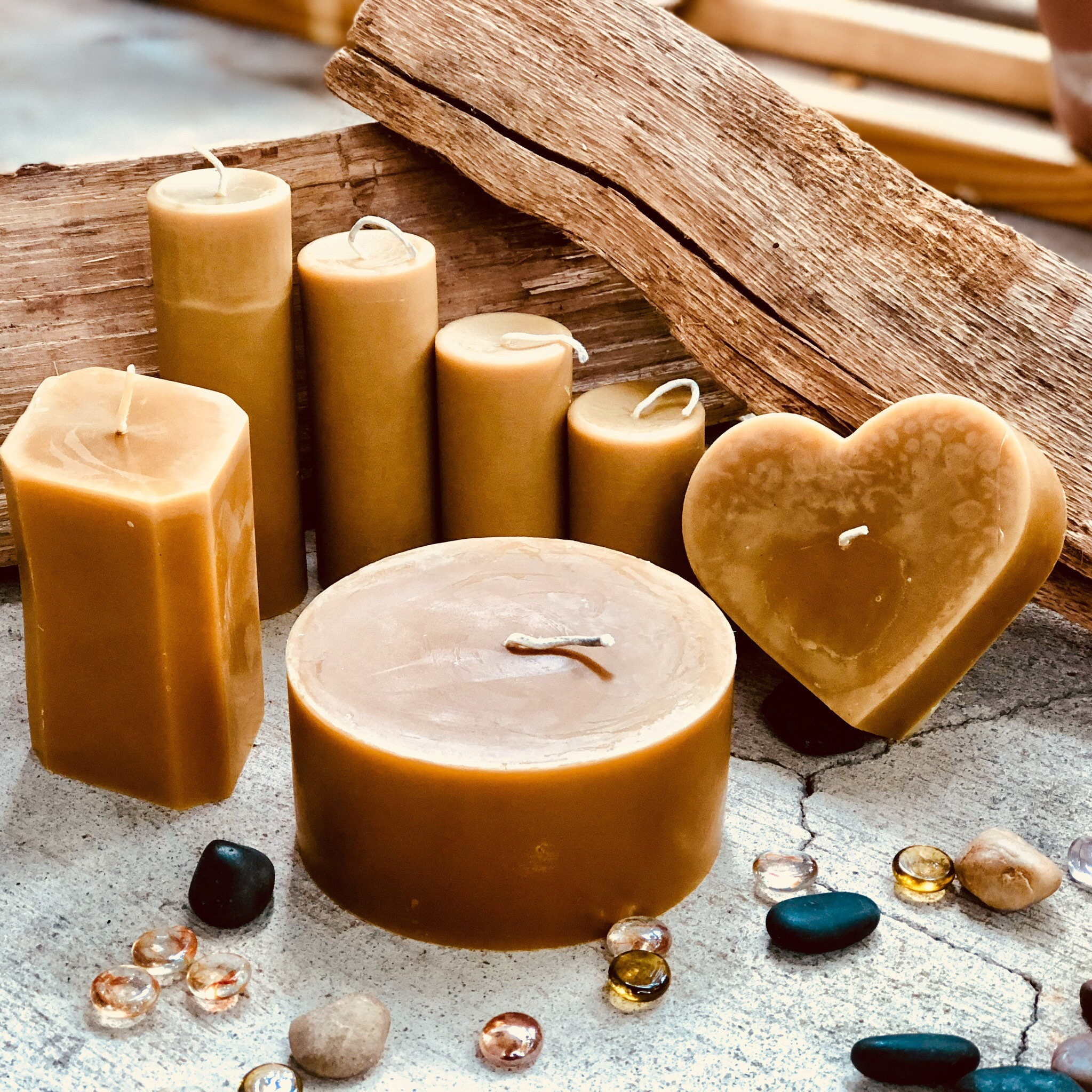 WINTER SALE ~ 8 EXTRA Large 100% PURE BEESWAX PILLAR candles ~ 20cm x 5cm